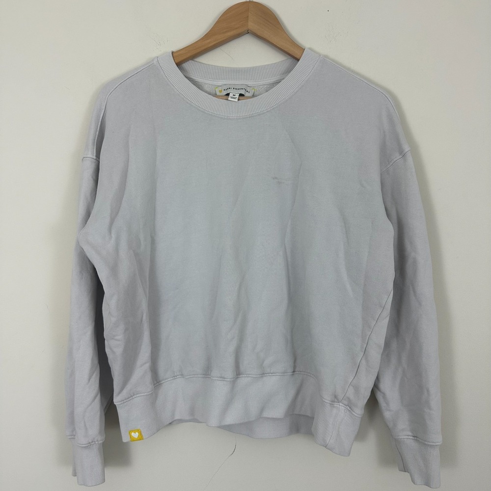 Kerri Rosenthal Sweatshirt Gray Loved Pink Heart Elbow Patch Cotton Women M Read